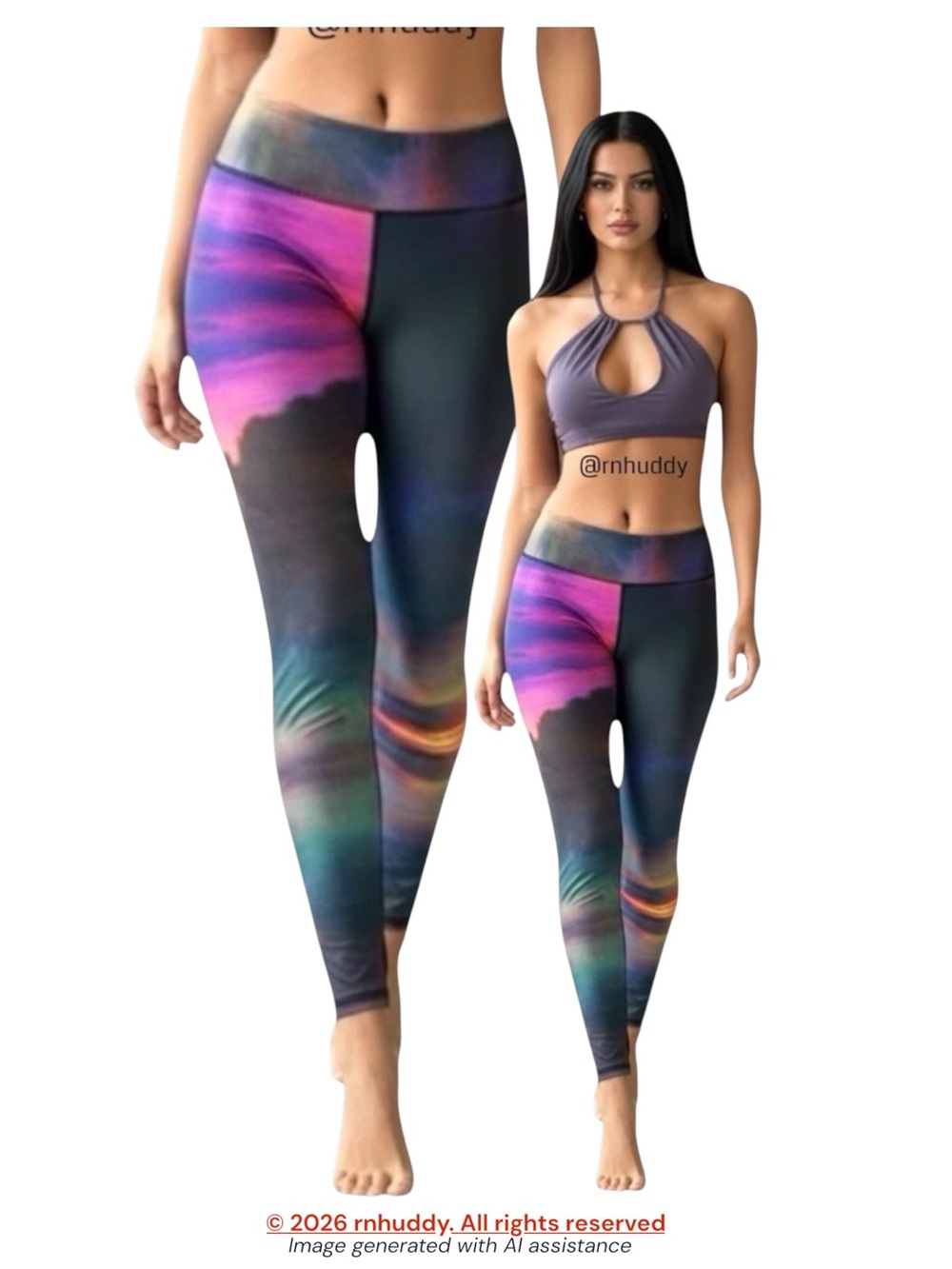 Teeki L Clouds Sunset Sky Print Hot Pant leggings